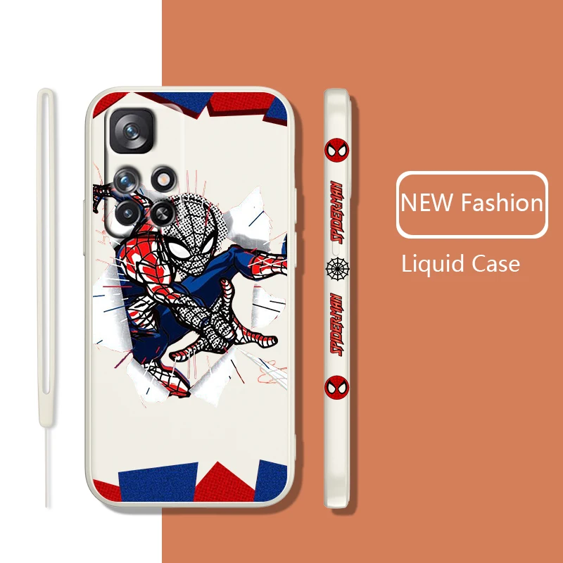 

Cute Spiderman Marvel For Redmi K50 K40 K30 K20 10C X 9C AT A 8A 7A Gaming Pro Plus Liquid Left Rope Silicone Phone Case