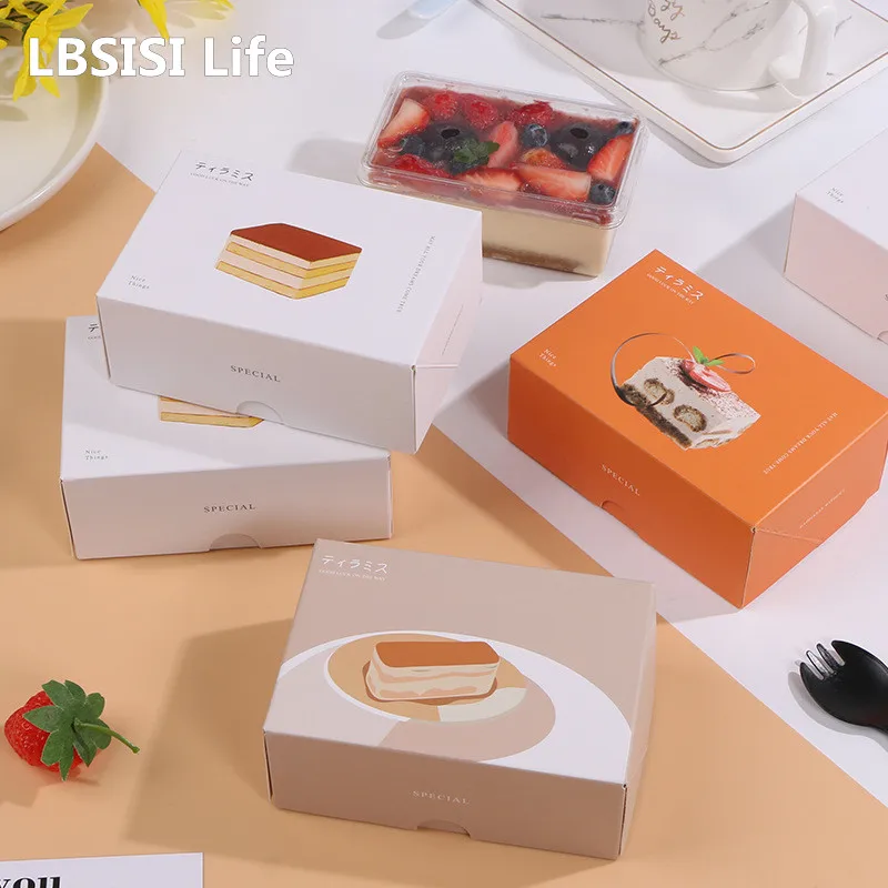 LBSISI Life 10pcs Tiramisu Box Mousse Cake Box Wedding Birthday Party Bakery Baking Handmade Pudding Dessert Packaging Box