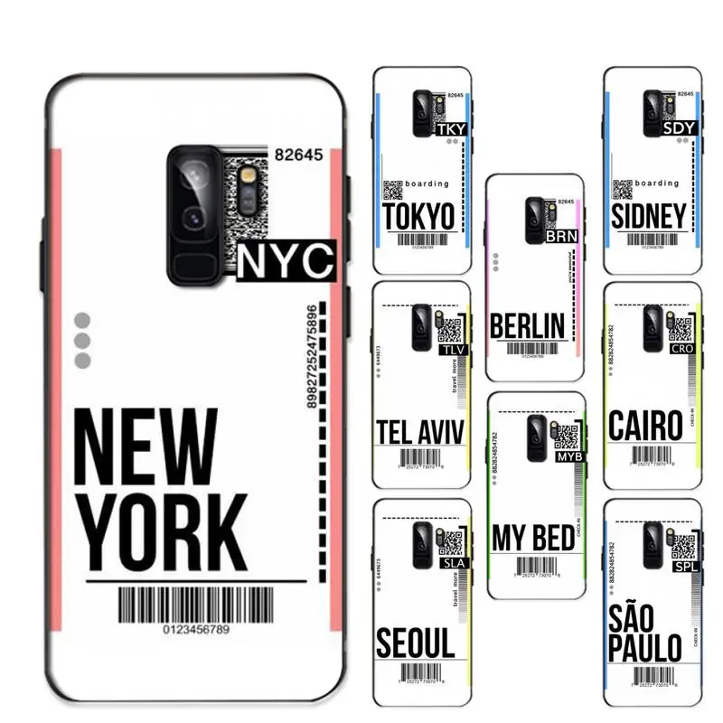 

Yinuoda Air Ticket Travel New York Phone Case for Samsung S20 lite S21 S10 S9 plus for Redmi Note8 9pro for Huawei Y6 cover