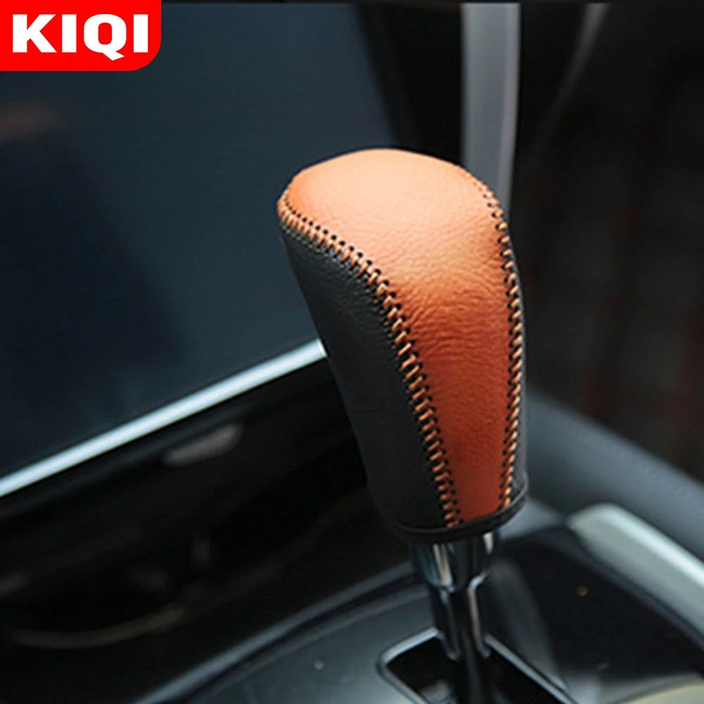 

Кожаная автомобильная ручка переключения передач KIQI для Nissan X-trail Xtrail Rogue T32 Qashqai J11 2014-2020 AT, воротники переключения передач