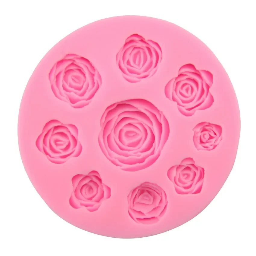 Силиконовая форма с девятью розами и цветами шоколадный мусс для токарной