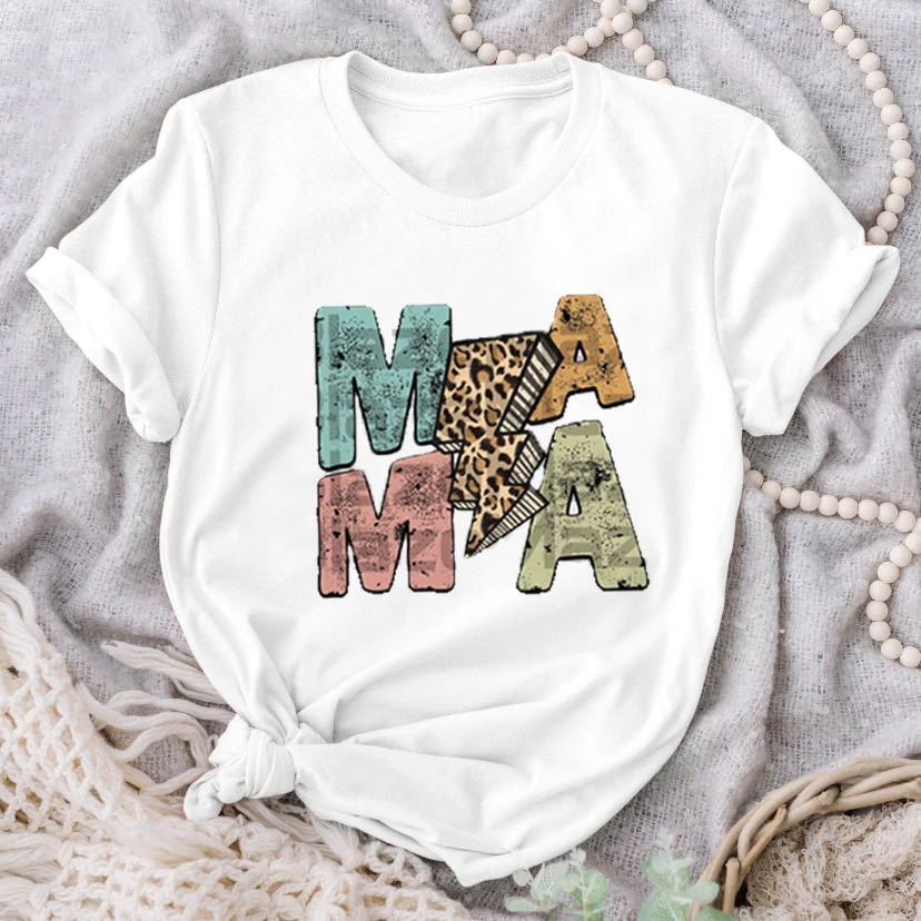 

Женский винтажный забавный белый топ с круглым вырезом и коротким рукавом, Повседневная футболка с мультяшным принтом, футболка для подарка на день матери.