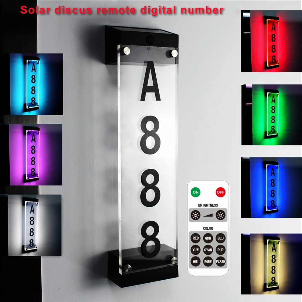 Солнечная светодиодная лампа уличный номер дома дверная табличка цифровые