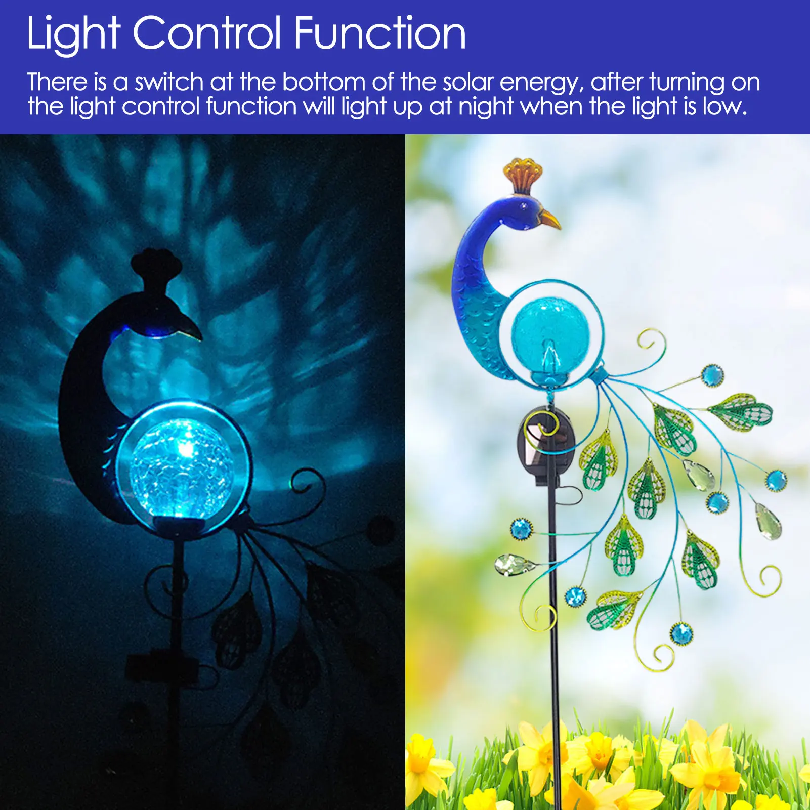 

Metal Solar Lights Decorative Lights with Cracked Glass Balls | Solar Wrought Iron Lawn Lamp For Patio Lawn Yard Decoration