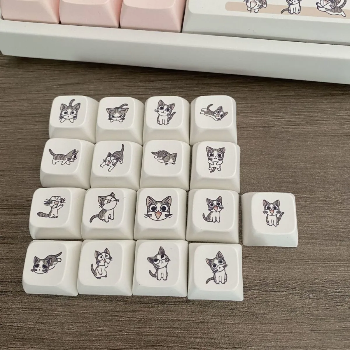 134 Keys Cheese Cat XDA Profile Keycap For Mechanical Gaming Keyboard Cherry Mx Switch PBT Keycaps DYE-SUB Pink Cute Key Caps images - 6