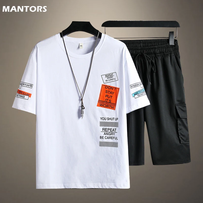 Костюм спортивный мужской из футболки и шортов 100% хлопка |