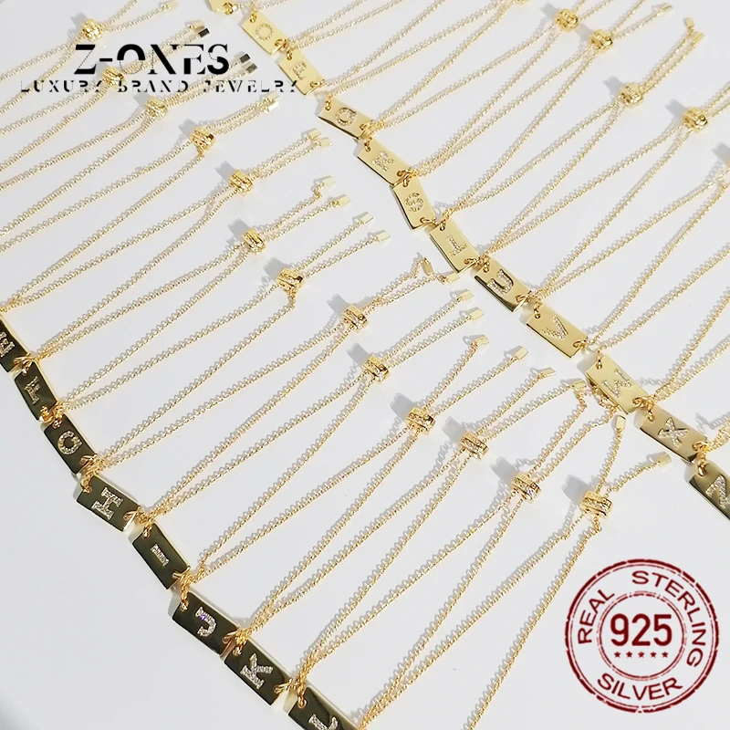 

S925 sterling silver women gold 26 letter pendant bracelet adjustable Monaco jewelry fashion birthday gift