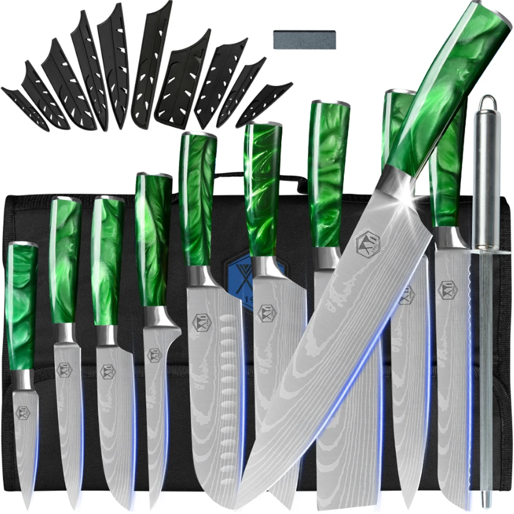 

Набор кухонных ножей из нержавеющей стали XYj 10 шт., профессиональные универсальные инструменты для нарезки хлеба, ножи сантоку для чистки, с ...
