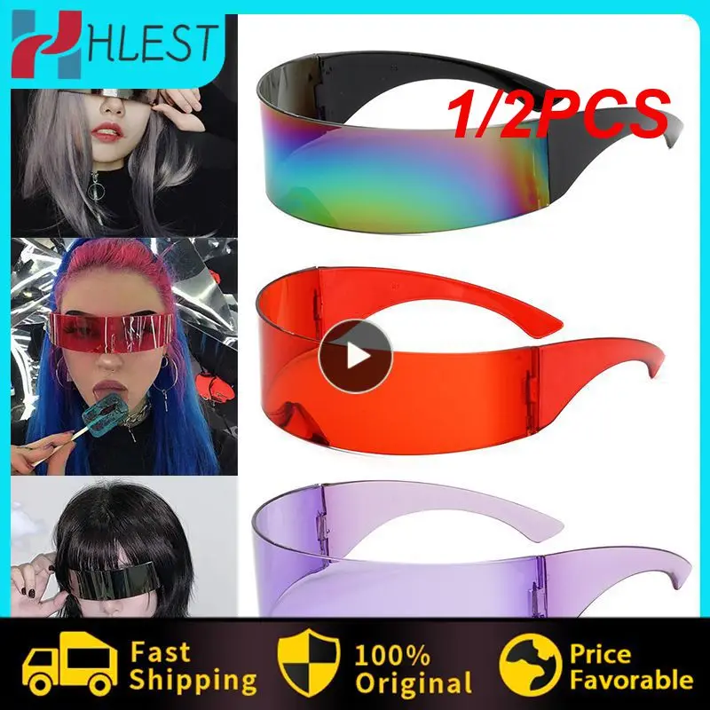 

1/2PCS Glasses Visor Wrap Shield Large Mirror Sunglasses Riding Cycling Windproof Glasses Motocross Motorcycle Party Accessory