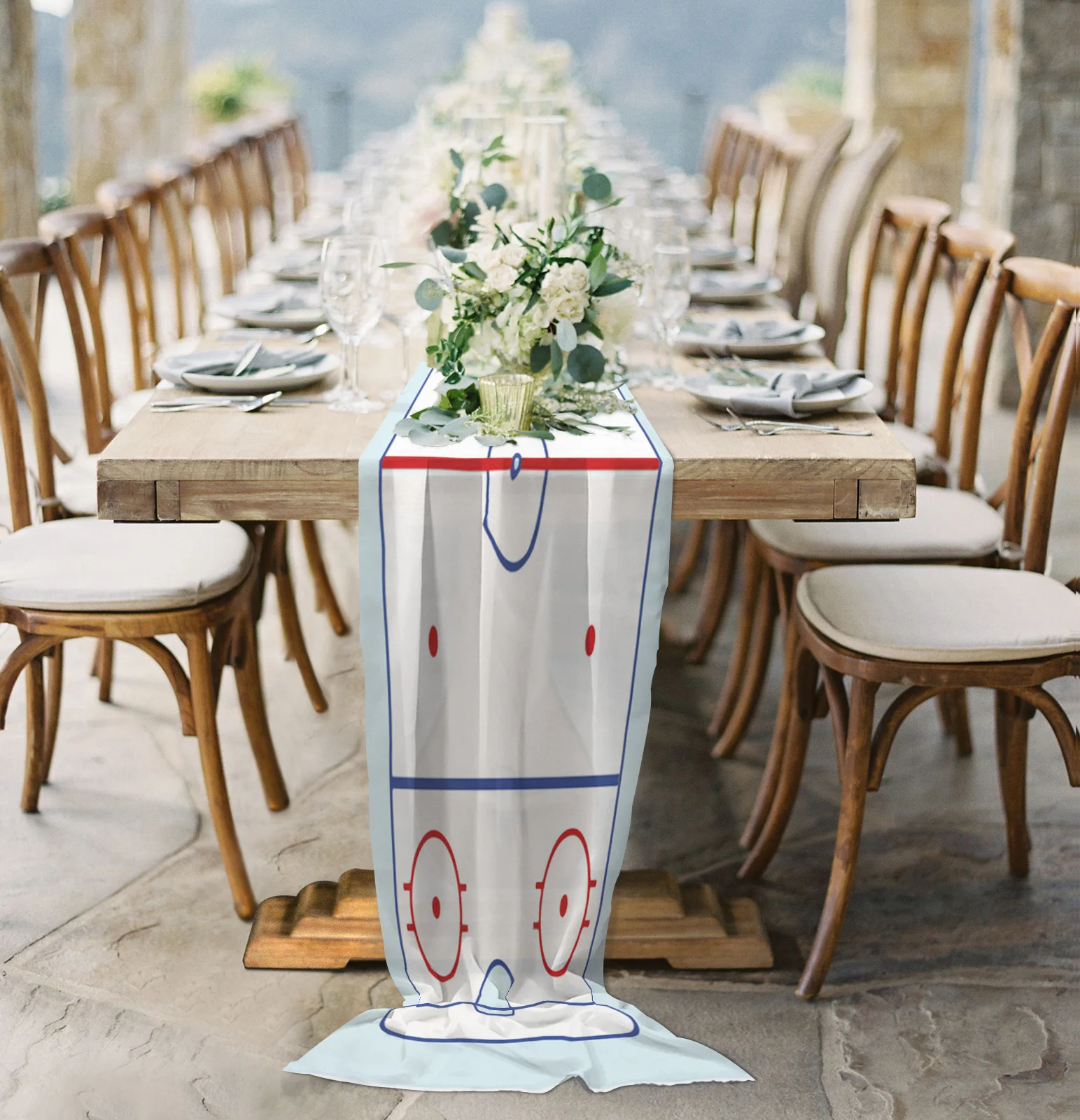 

Ice Hockey Field Simple Sheer Chiffon Table Runner Wedding Party Birthday Luxury Voile Tablecloth Home Decoration