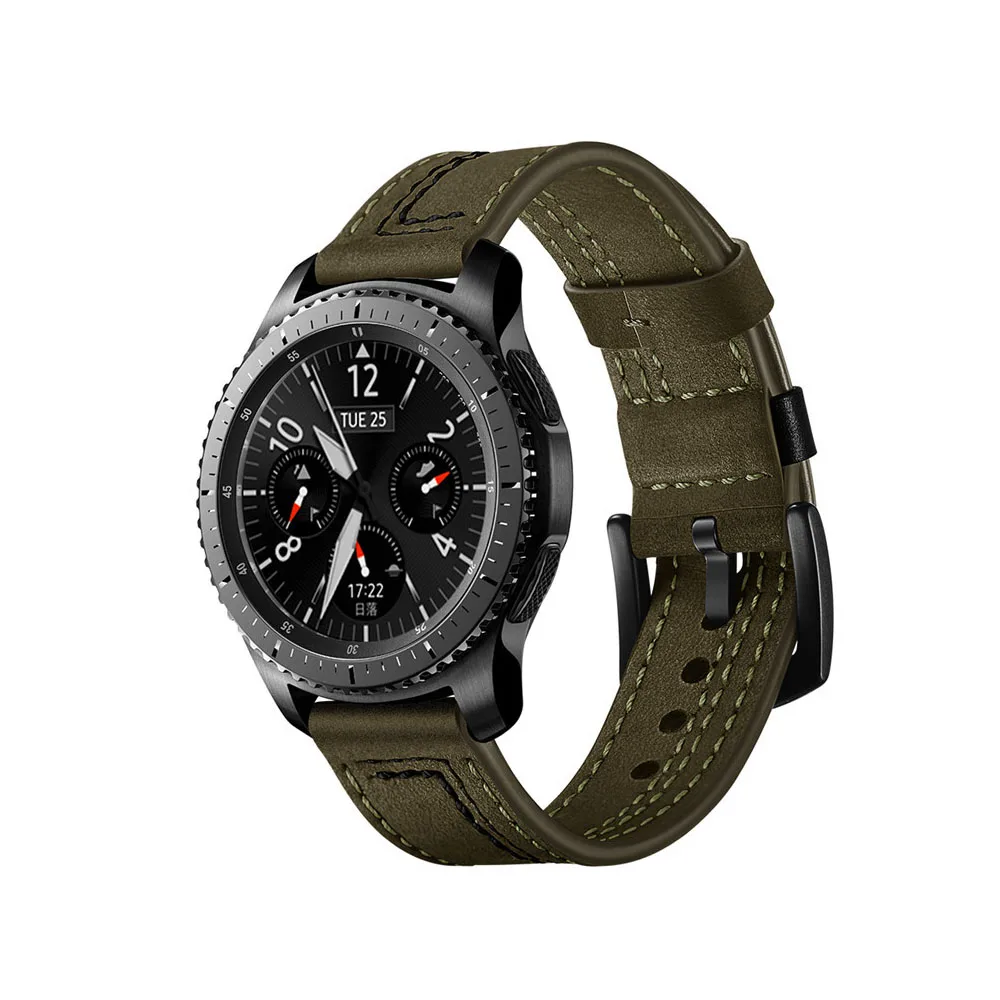 

Suitable for Samsung Galaxy Watch 42/46mm/S3 7-line top layer cowhide leather watch strap