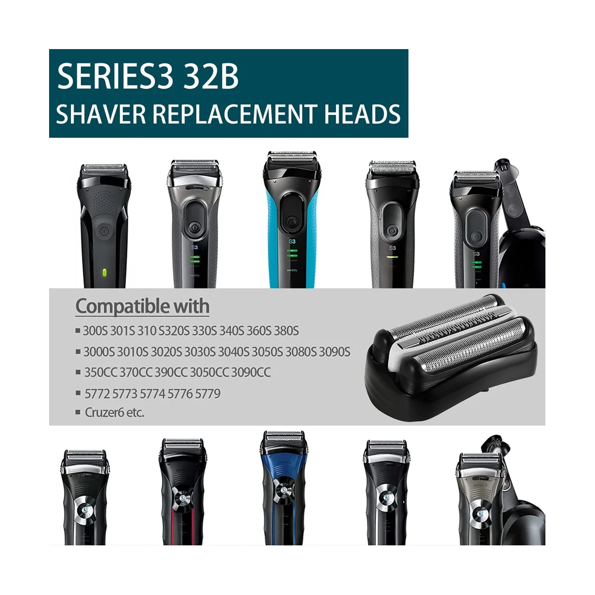 Запасная головка для фольги и резака серии 3 32B Braun электробритва подходит моделей