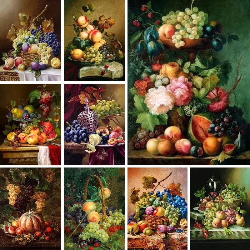

Diamond Embroidery Still Life Flowers Fruits on Table Diy Diamond Painting Cross Stitch Kits Mosaic Full Square Diamond Art Kits