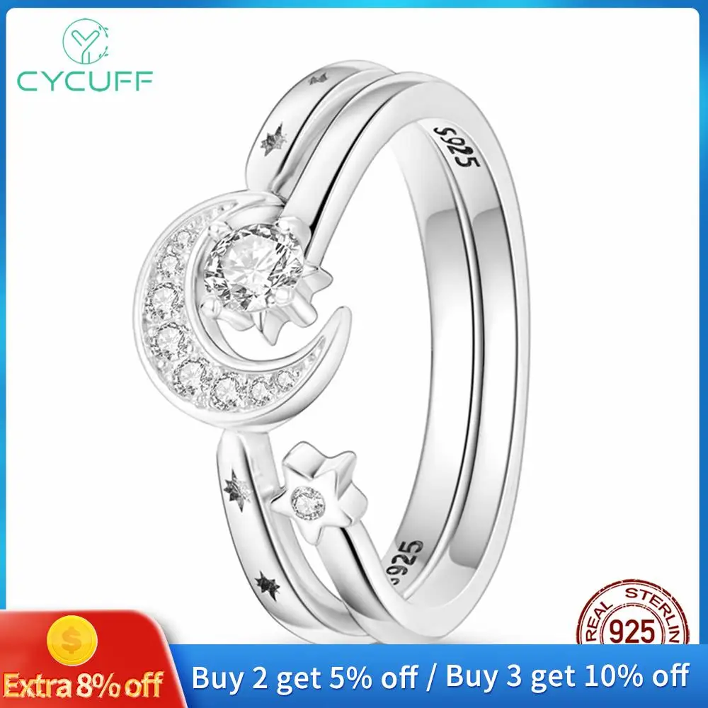 

Женское Двухслойное кольцо из серебра 925 пробы с Луной