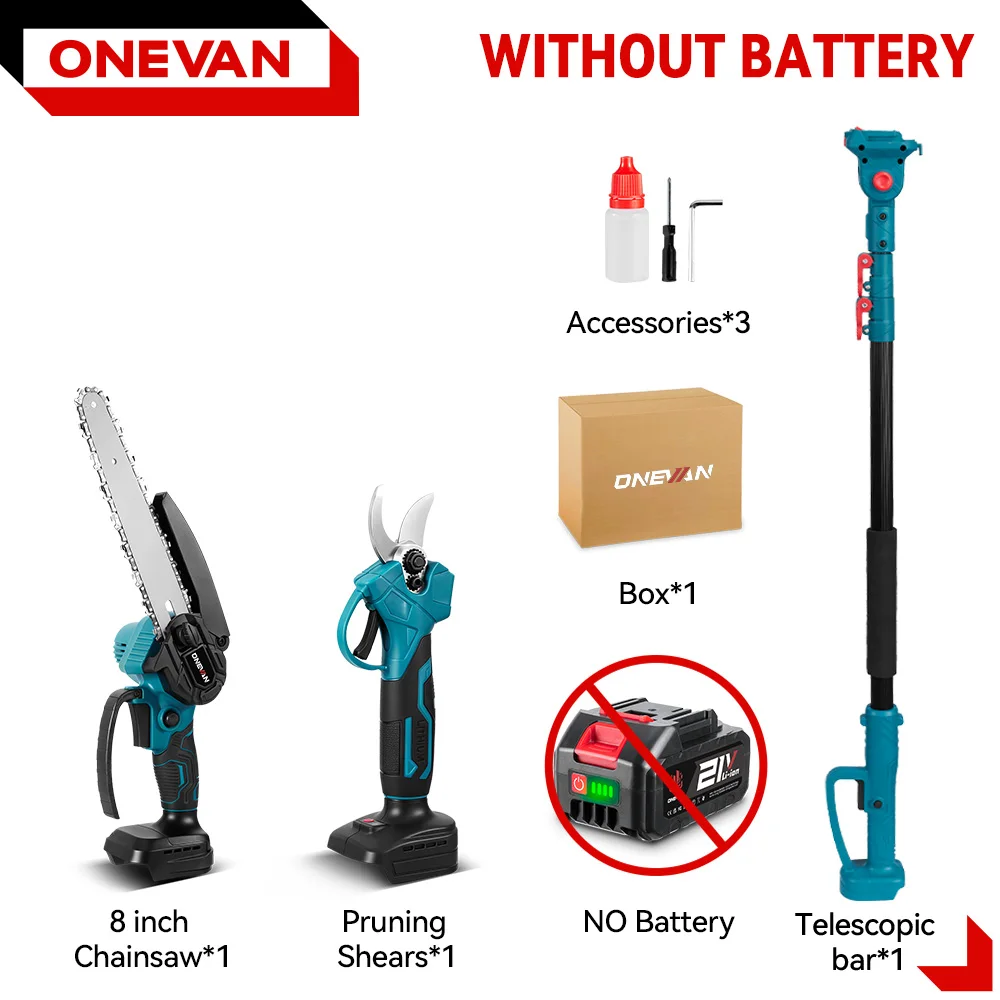 

ONEVAN 8-дюймовые аккумуляторные электрические ножницы для обрезки деревьев 5500 Вт