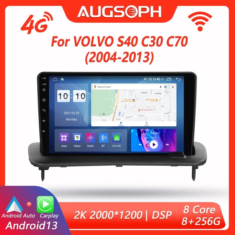 

Автомобильный радиоприемник Android 13 для VOLVO S40 C30 C70 2004-2013, 9 дюймов 2K мультимедийный плеер с 4G Car Carplay и 2Din GPS