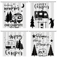 camper shower curtain waterproof rv printed happy camper mountains polyester cloth kawaii bath curtain for bathroom decoration