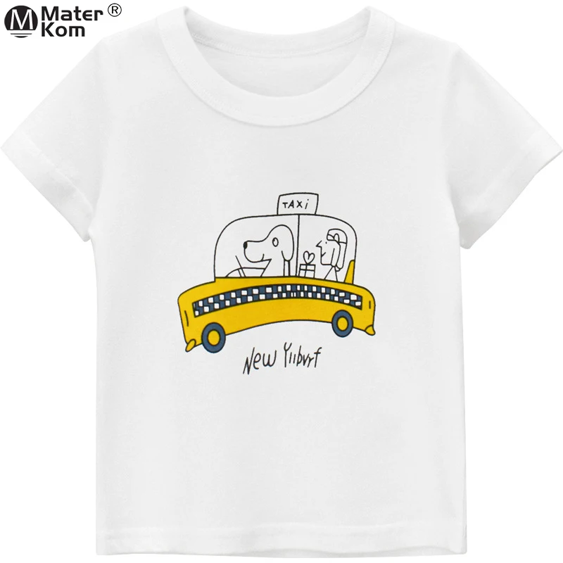 

Детская одежда, повседневные футболки с мультяшным принтом автомобиля, топы с коротким рукавом для девочек, хлопковые футболки, одежда для ...