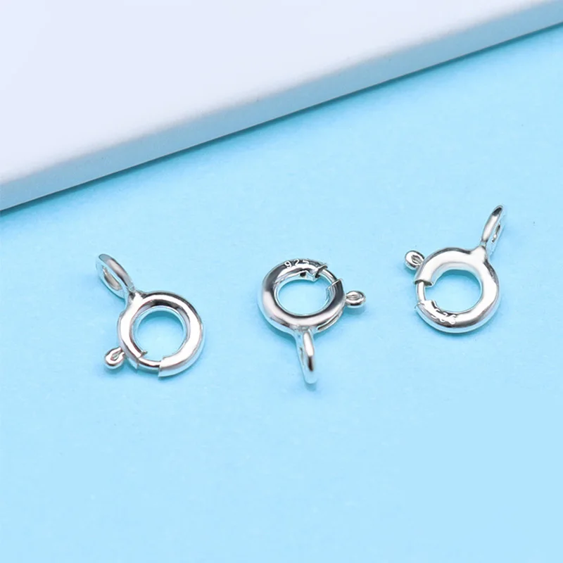 High Quality 925 Sterling Silver Spring Ring Clasps Hooks 925 Silver Connection For Necklace Bracelet DIY Buckle Jewelry Making