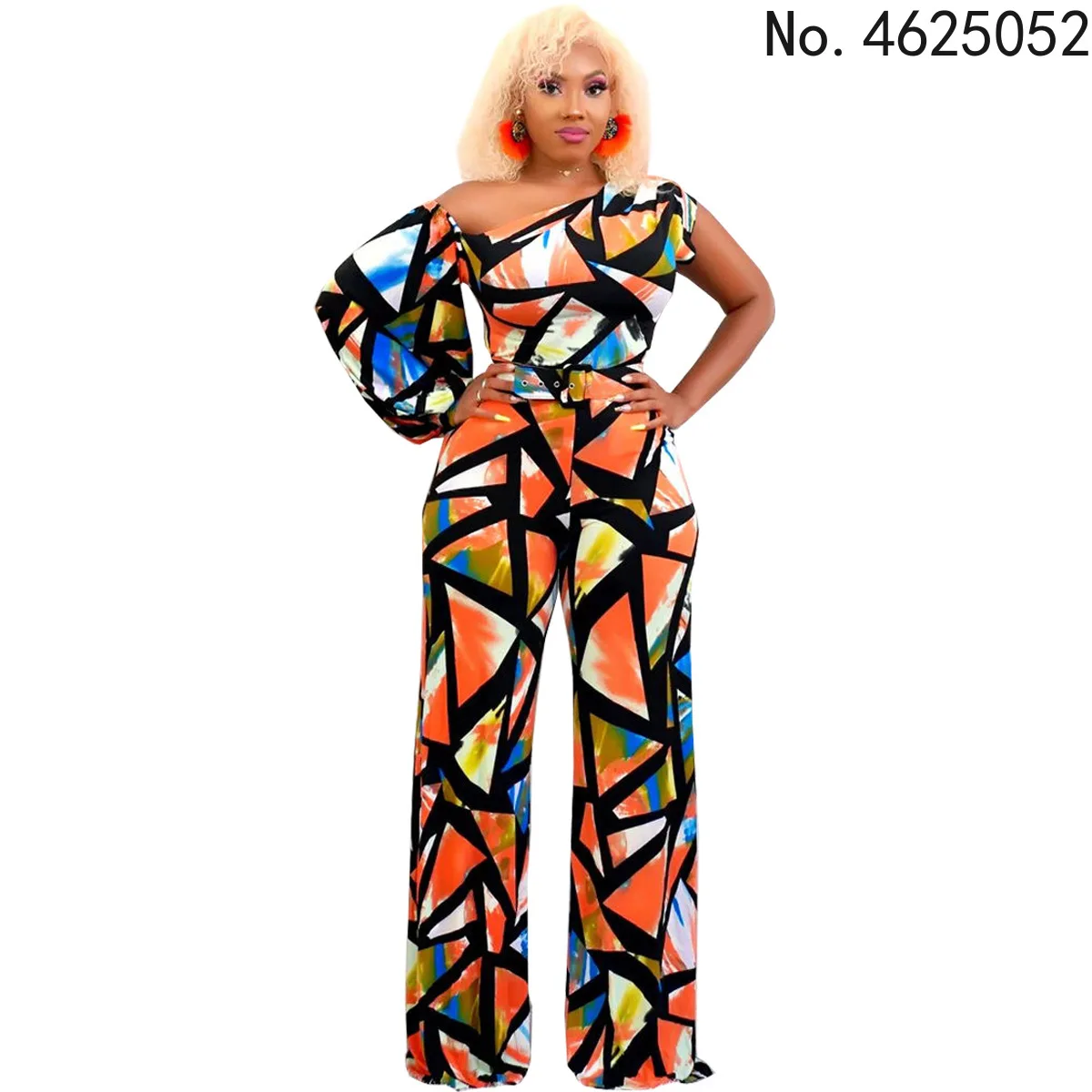 

Лето 2022, модный Африканский Женский Длинный комбинезон с длинным рукавом, V-образным вырезом и принтом из полиэстера, африканская одежда для...