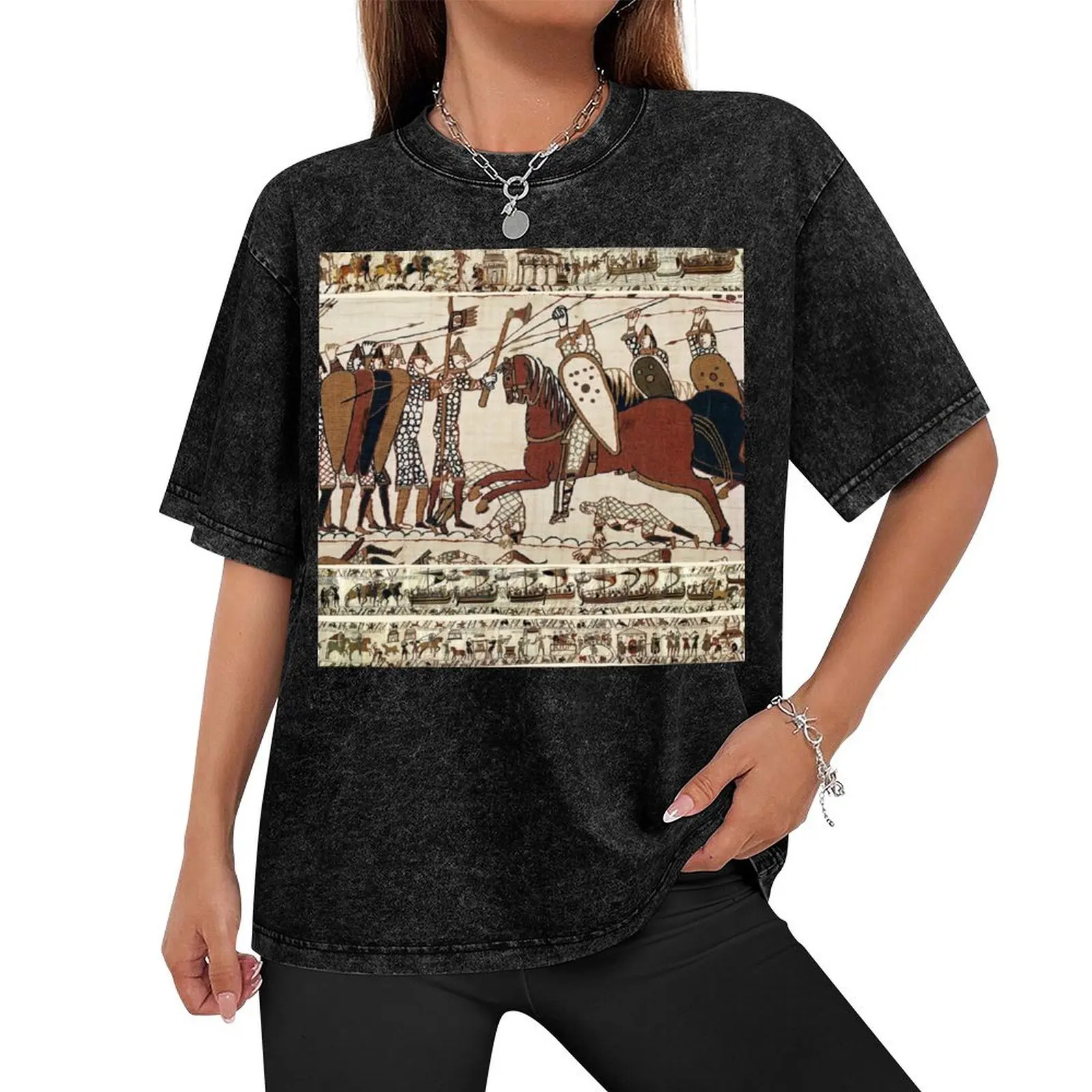 Футболка THE BAYEUX TAPESTRY BATTLE OF HASTINGS футболка NORMAN KNIGHTS COMBATTING HORSEBACK новое издание мужские