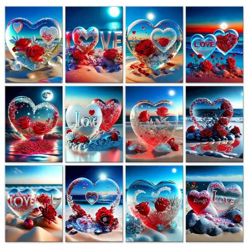 

GATYZTORY Love Peach Scenery Painting by numbers For Adults Acrylic paints Pictures Of Numbers Drawing Artwork Home decor