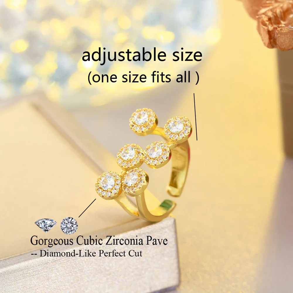 Pera стильный круглый цветок Шарм кубический цирконий золотого цвета открытые