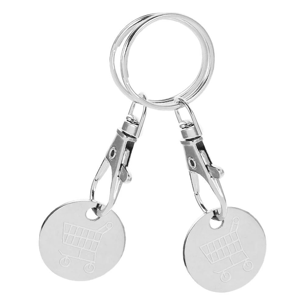 2 шт. жетоны на тележке для покупок с кольцами ключей корзина из нержавеющей стали