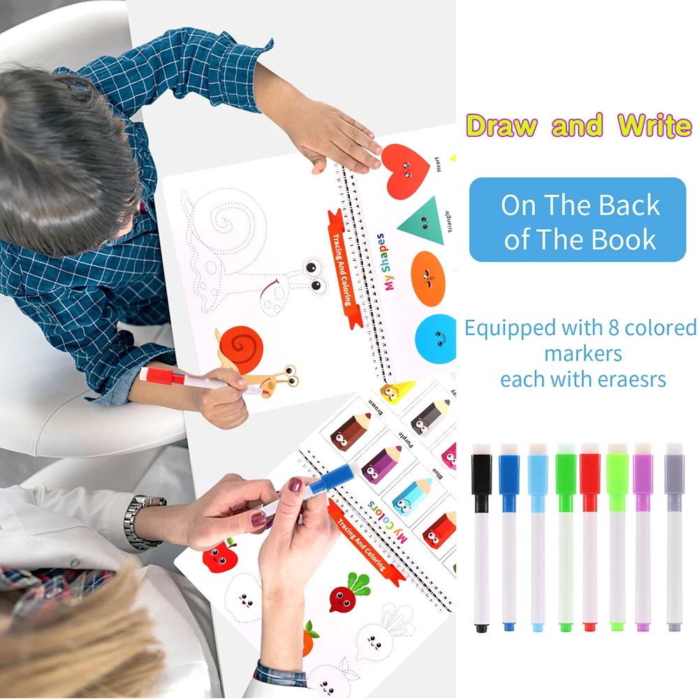 

Обучающие книги для дошкольников, игрушки с 8 цветными ручками, Детские самодельные бесшумные книжки с числами животных, подходящие доски