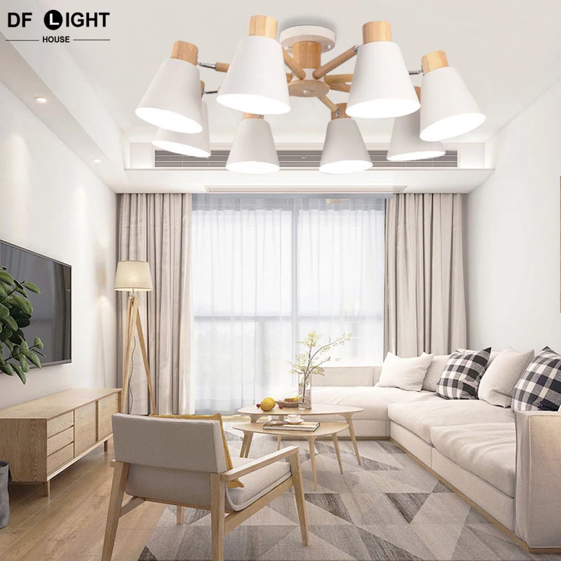 Дешево Современные бревенчатые потолочные светильники освещение спальни гостиная потолочная люстра столовая кухня домашний декор люстра отель с...