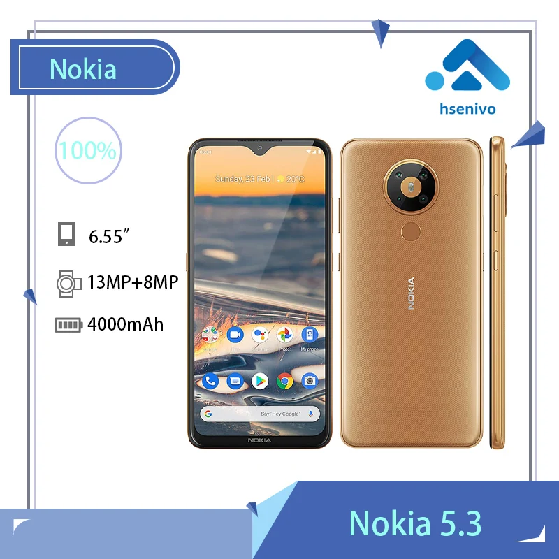 

Nokia 5.3 Refurbished-Original Unlocked LTE 4G 6.55 inches Octa-core 64GB 3GB RAM 13 MP Fingerprint Free Shipping