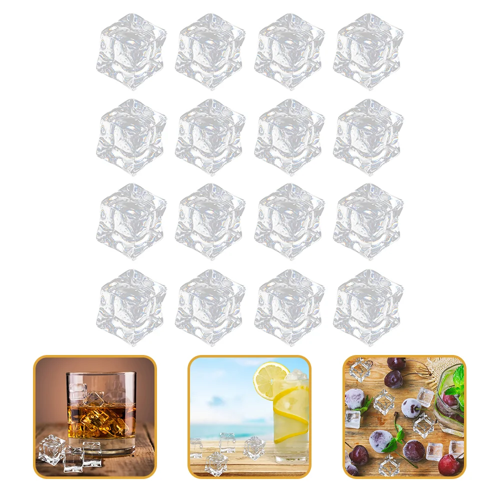 

200 Pcs Acrylic Clear Plastic Vase Fake Ice Cubes Decoration Reusable Decorative Props Transparent Filler