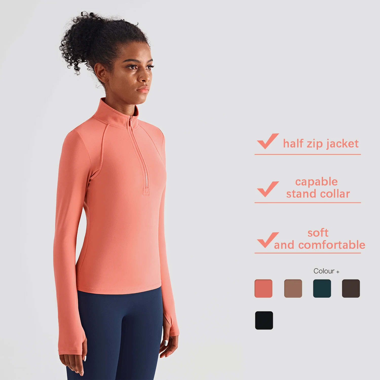 LULUNALAN Women's Shirt Yoga Sport Crop Top Gym Clothing Women's Long Sleeve Top Fitness Workout Women Pulovers Half Zip Jacket