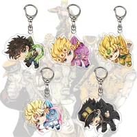japan anime jojos bizarre adventure acrylic key chain ring jewelry q version cartoon keychains teens fans bag accessories gifts