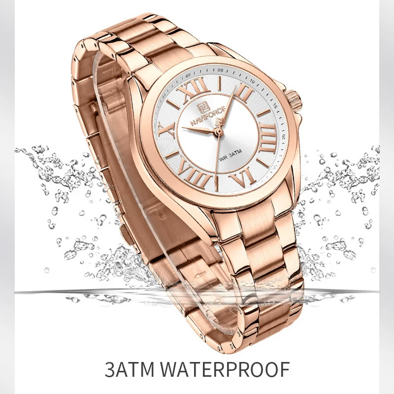 NAVIFORCE Waterproof Women Quartz Watches Female Fashion Luxury Wrist Watch Ladies Clock Stainless Steel Band Relogio Feminino