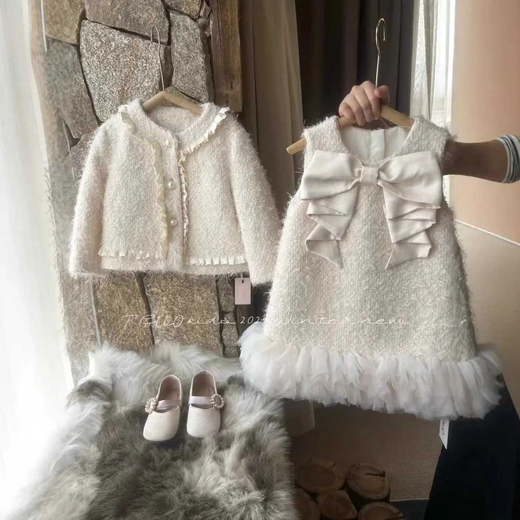 Комплекты для маленьких девочек изящный стиль элитное пальто тюлевое платье без