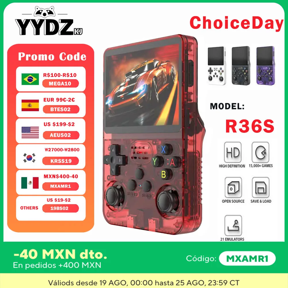 Игровая консоль R36s в Стиле Ретро С системой Linux 3 5-дюймовый Ips-экран 64 Гб 128