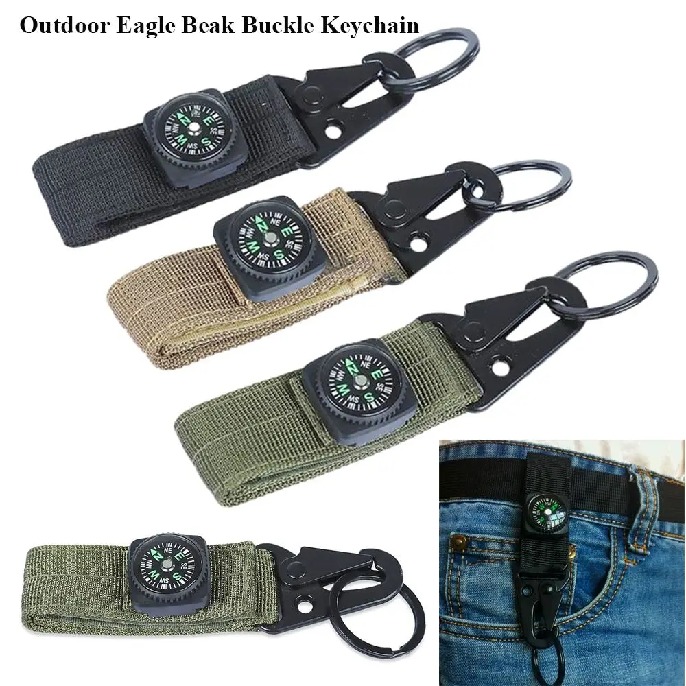 

1PC Outdoor Eagle Beak Buckle Keychain Camping Survival Kit Military Paracord Cord Emergency Compass Keyring Carabiner EDC Tool