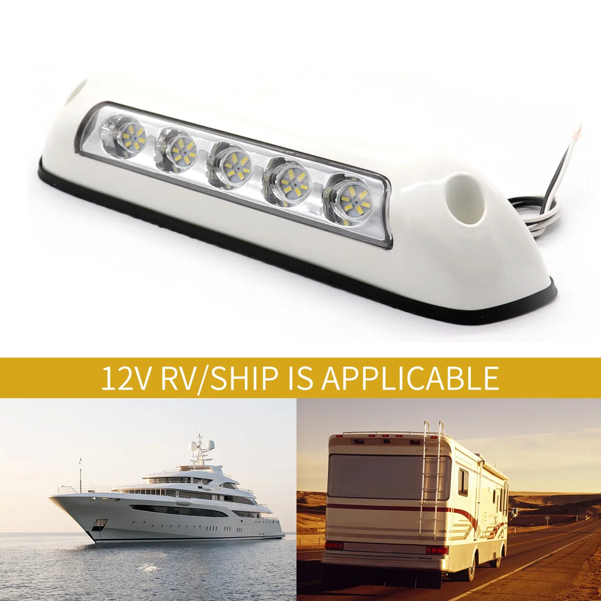 

1 PC IP67 6000K 12V 5 LEDs Awning Porch Spotlight for RV Ship Car