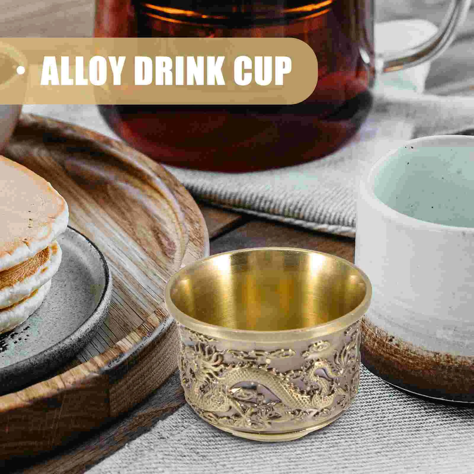 Dragon Phoenix Cup Tea Teacup Convenient Vintage Set Alloy Drink Teaware Zinc Chinese Style Retro Office Cups images - 6
