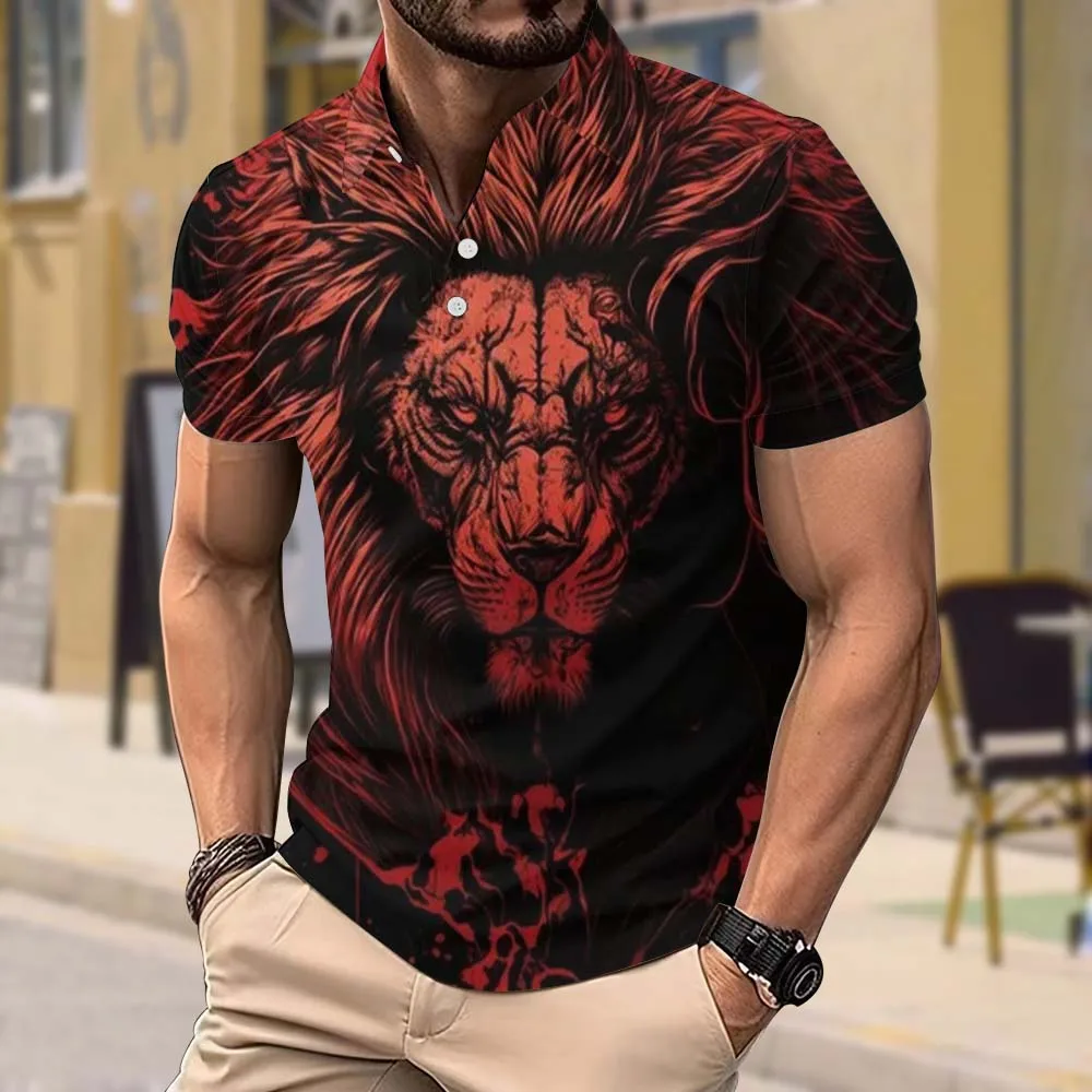 Новая летняя мужская модная рубашка-поло с жестоким тигром и 3D-печатью Поло в