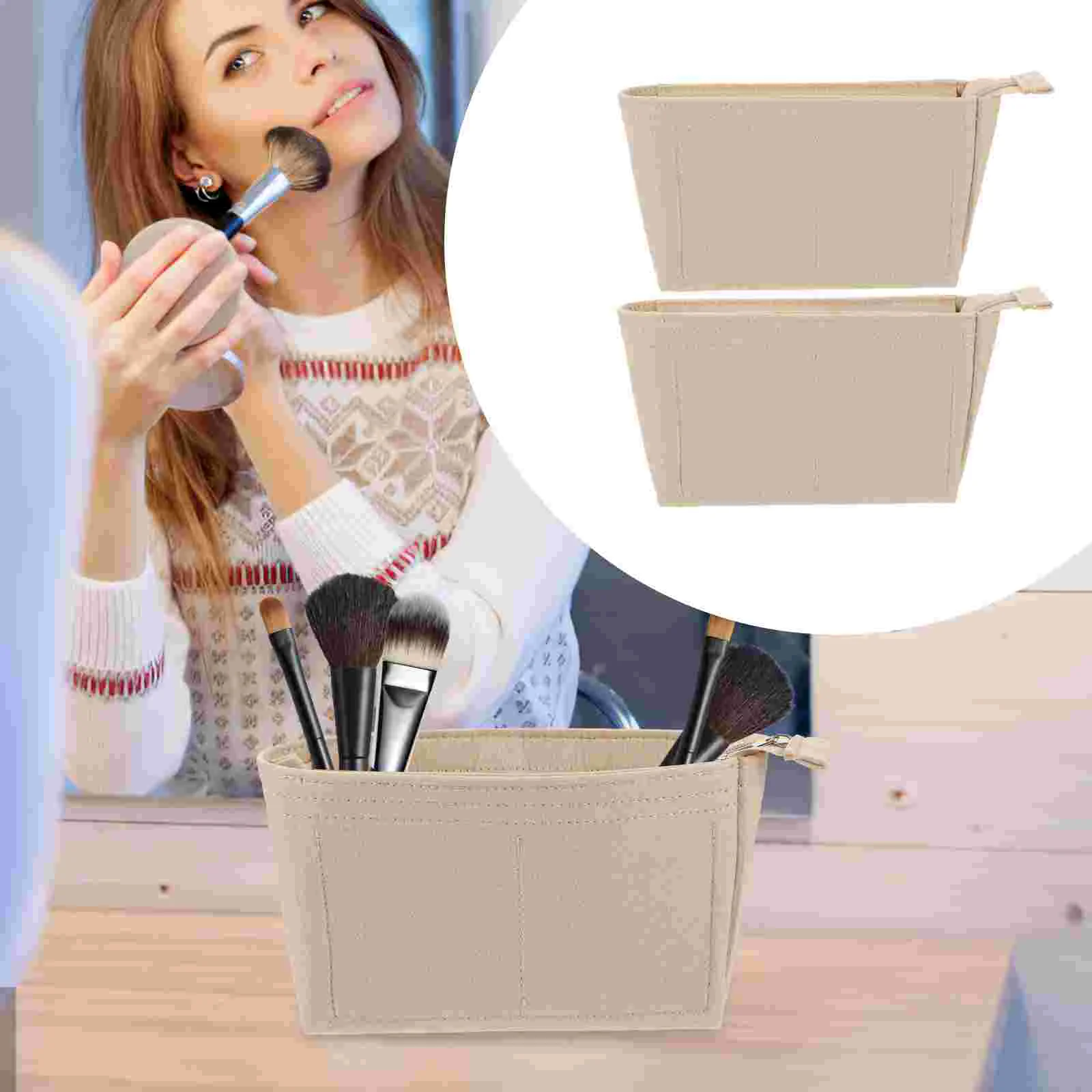 

2 Pcs Backpack Organizer Handbag Small Tote Purse Insert Felt Handbags Zippered