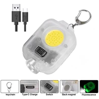 cob small flashlights rechargeable keychain mini flashlight portable pocket light for fishing walking camping