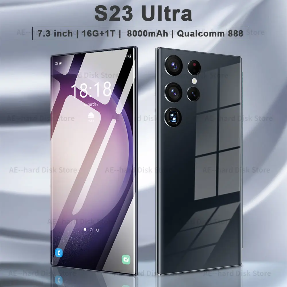 

7.3 inch S23 Ultra Smartphone Original 16GB+1TB Android Mobile Phones Unlocked 8000mAh 48MP+100MP 5G Network Cellphone Celular