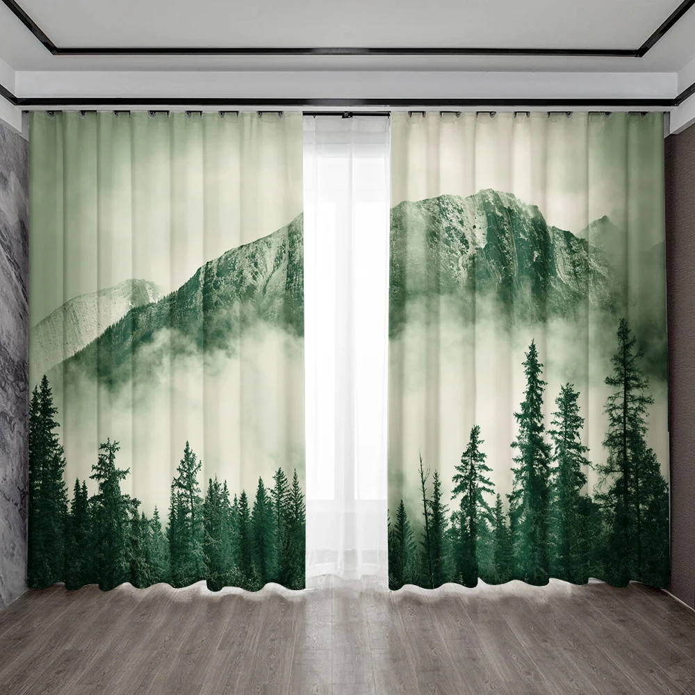 Шторы для украшения дома шторы Qingluan Mountain Peak с сумкой-шторкой кухни кофейни