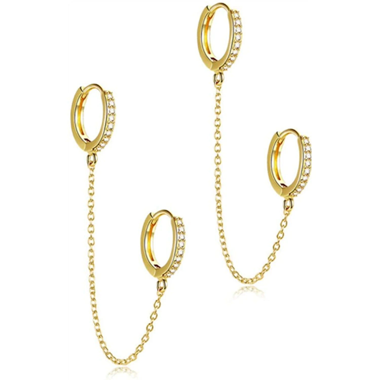 

Unique Corn Chain Hoop Earrings, 14K Gold Plated Double Piercing Earrings Dainty Small Huggie Hoop Minimalist Chain Cuff Earring