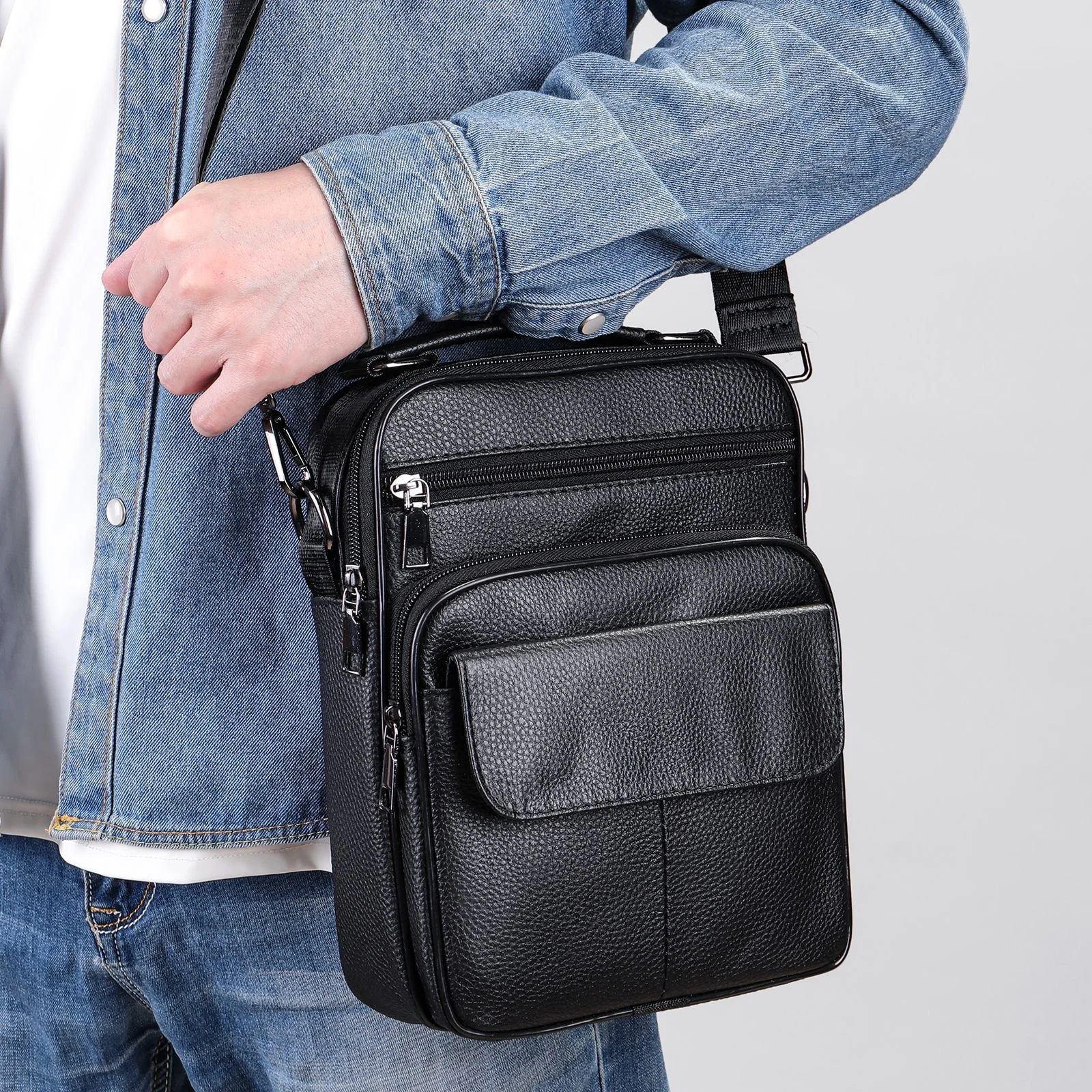 

Сумка на плечо мужская из натуральной кожи, роскошный мессенджер для работы/работы, модный саквояж кросс-боди с регулируемыми ремешками