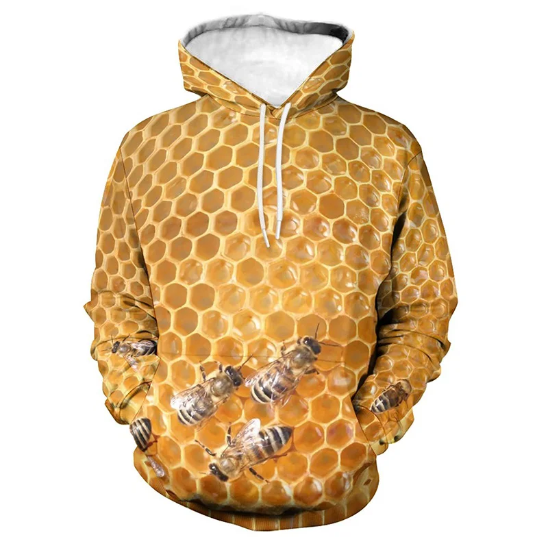 

New Design Hoodie Honeycomb Bee 3d Printed Hoodies Men Women Hooded Sweatshirt Pullover Children Long Sleeves Tops Streetwear