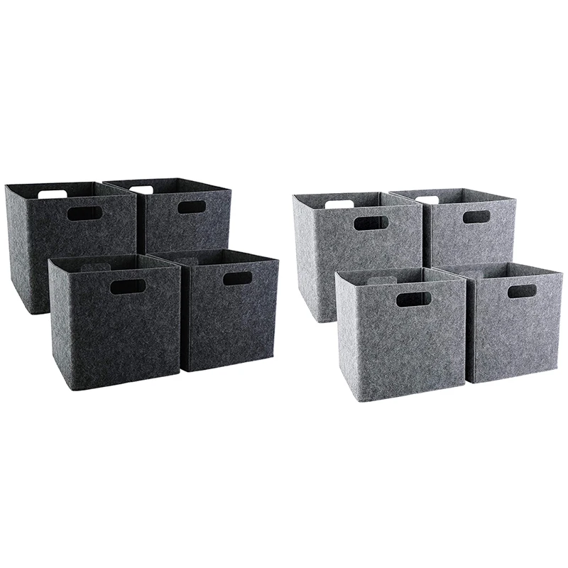 

Foldable Storage Squares 4 Pack, Square Storage Bins With Dual Handles, Felt Storage Baskets For Square