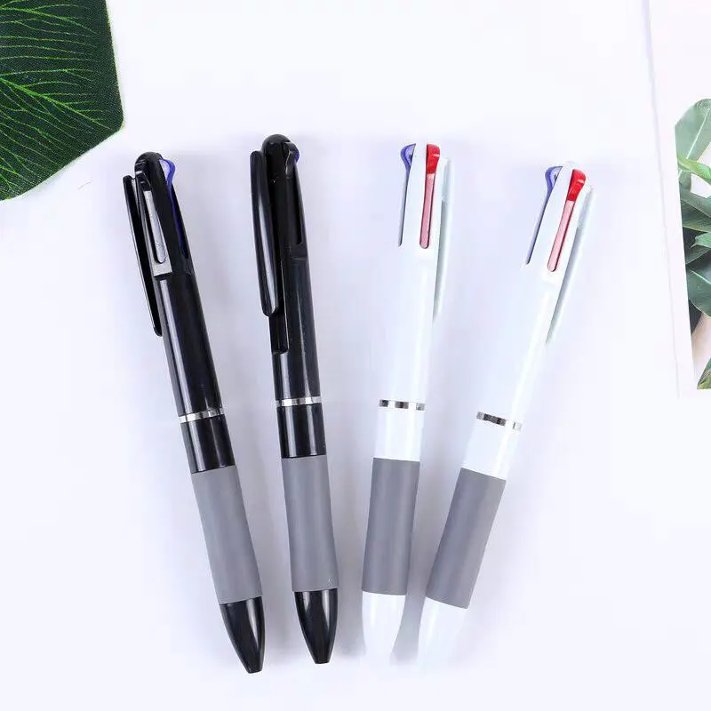 

50PCS Three-color Ballpoint Pen Multicolor Student Office Black Red and Blue Three-Color Integrated Signature Pen Rod